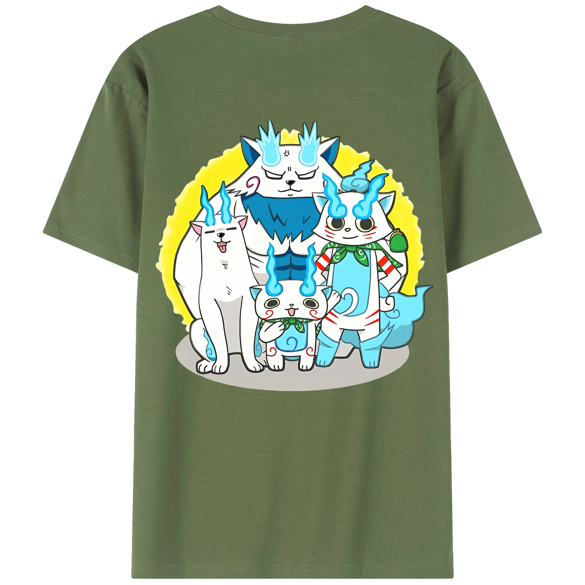 （画像用） 妖怪ウォッチ Yo-kai Watch 綿100％ メンズ半袖Tシャツ（バックプリント） 通気性